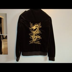 Zara - velour dragon etched bomber Small